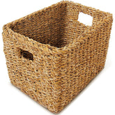 Cesto de Palha Decorativo Retangular 28x22x20cm Cesto Organizador Tyft Yoi Marrom